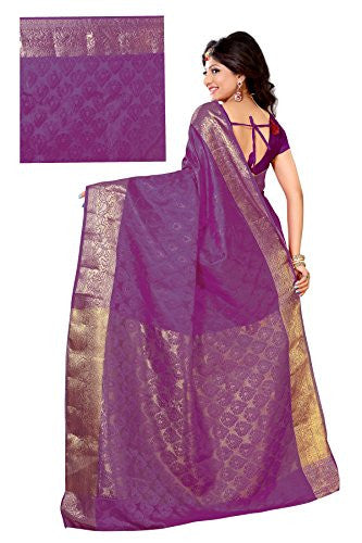 Alankrita Self Design Kanchipuram Art Silk Emboss Tissue Pallu Saree Mejanta Color Sale