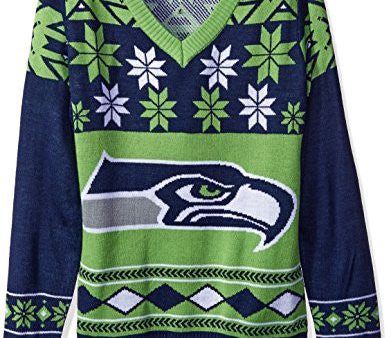 NFL Women s V-Neck Sweater, Seattle Seahawks, Large Online Sale