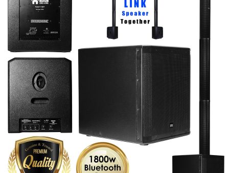 EMB 12BT PK1 1500W Tower Bluetooth All-in-One Linear Array PA Portable Linkable Speaker - Perfect for Home Karaoke Birthday DJ Party Meeting Camp Jobsite Construction Supply