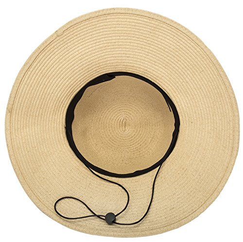 Women Floppy Sun Beach Straw Hats Wide Brim Packable Summer Cap (Beige) by Janrely For Cheap