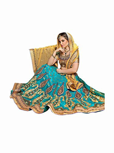 AASVAA Women s Stylist Blue Embroidered Lehenga Choli Fashion