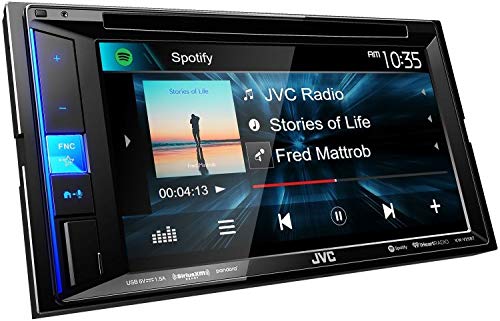 JVC KW-V25BT Double DIN in-Dash Bluetooth CD DVD AM FM Digital Media Car Stereo Receiver w  6.2  Touchscreen, Pandora, Spotify and iHeartRadio Control + HD Backup Camera Fashion