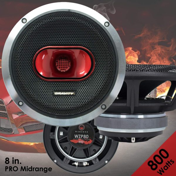 Gravity Warzone Series 8  inch Pro Midrange Coaxial Loud Speaker 4-Ohms with 800W Max, 1 Speaker WZP80 Online