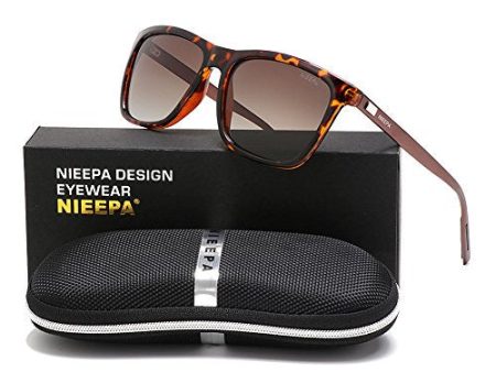 NIEEPA Square Polarized Sunglasses Aluminum Magnesium Temple Retro Driving Sun Glasses (Brown Lens Leopard Frame) For Sale