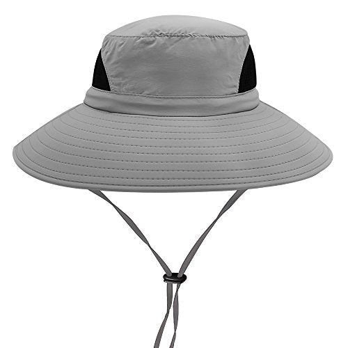 Hippih Waterproof Sun Hat Outdoor UV Protection Bucket Mesh boonie Hat Adjustable Fishing Cap (Grey) Sale