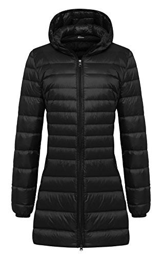 Wantdo Women s Lengthed Hooded Packable Ultra Light Weight Down Coat(Black,Asian 3XL  US XL) Supply