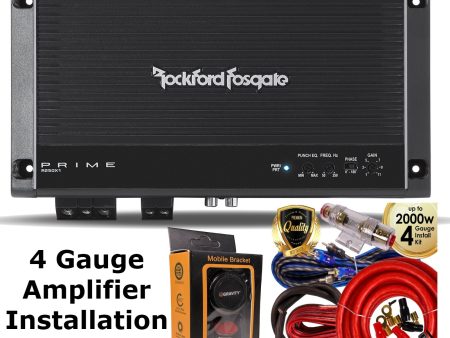 Rockford Fosgate R250X1 Prime 250 Watts 1-Channel Mono Block Amplifier + 4 Gauge Amp Kit Cheap