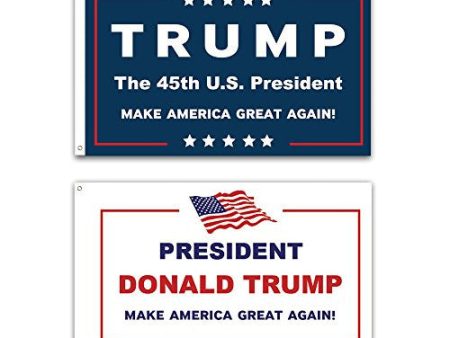 2 Pack -- 3x5ft Commemorative Trump Flag -- Presidental Inauguration Donald Trump -- The 45th U.S. President -- White+Blue -- MAKE AMERICA GREAT AGAIN!!! Online Hot Sale