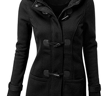 Womens Wool Blended Classic Pea Coat Jacket Black Large For Sale