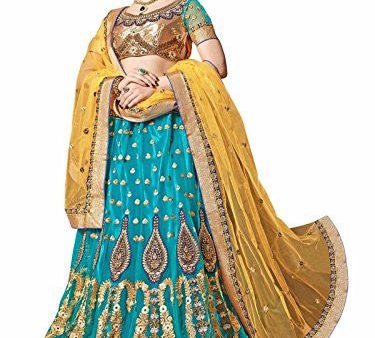 AASVAA Women s Stylist Blue Embroidered Lehenga Choli Fashion