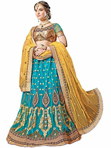 AASVAA Women s Stylist Blue Embroidered Lehenga Choli Fashion