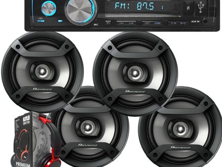 Package 2 Pairs of Pioneer TS-F1634R 6.5  200W 2-Way Speakers + SoundXtreme ST-926BT In-Dash CD Receiver with Bluetooth and CD FM USB AUX SD + 1 Free EMB EBH700 Headphone Sale