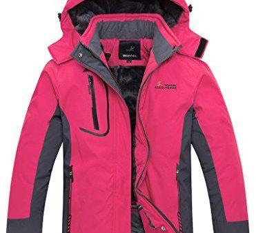 Wantdo Women s Waterproof Mountain Jacket Fleece Ski Jacket US S  Rose Red Small Supply