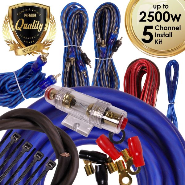 Complete 5 Channels 2500W Gravity 4 Gauge Amplifier Installation Wiring Kit Amp Pk2 4 Ga Blue - for Installer and DIY Hobbyist - Perfect for Car Truck Motorcycle Rv ATV For Discount