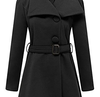 Wantdo Women s Wool Wrap Swing Coat with Belt(Black, Small) Sale