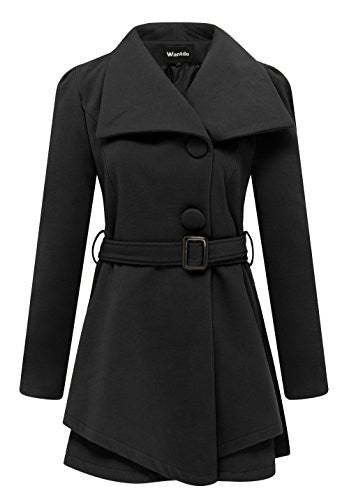 Wantdo Women s Wool Wrap Swing Coat with Belt(Black, Small) Sale