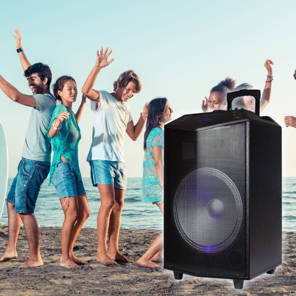 1500W 15 inches Power Party Bluetooth USB SD Stereo Rechargeable Portable Speaker - PKL105PK1 - Perfect for Beach Home Birthday DJ Party Camp Jobsite Construction Industrial Sale