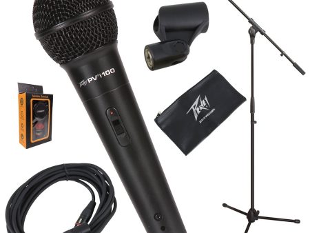 Peavey PVi100 Microphone w Mic Clip & Carrying Bag + Ultimate Microphone JamStand Series + 20 Feet XLR to XLR Cable Online Sale