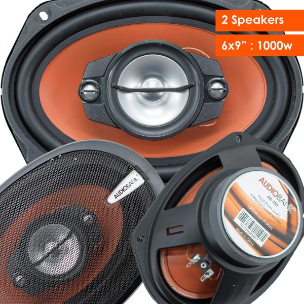 Pair of Audiobank 6x9 1000 Watt 4-Way Car Audio Stereo Coaxial Speakers - AB790 Discount