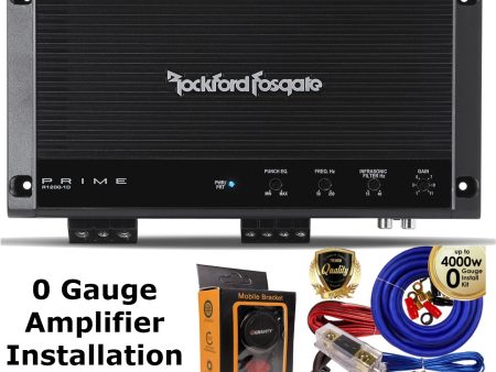 Rockford Fosgate R1200-1D Prime 1200 Watts Class D 1-Channel Amplifier + 0 Gauge Amp Kit Discount