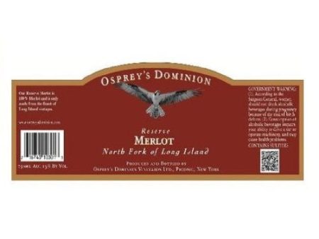 2010 Osprey s Dominion Reserve Merlot 750 mL Supply