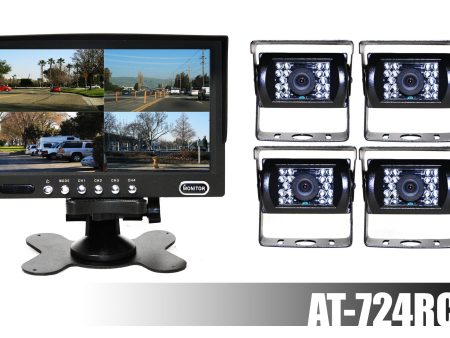 AUDIOTEK AT-724RC 7  TFT LCD MONITOR AND REAR VIEW BACK UP - 4 CAMERAS COLOR WATERPROOF WITH NIGHT VISION FOR RV   BIG SEMI TRUCK   BUS Sale