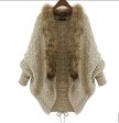 Leshery Womens Autumn Winter Warm Coat Fur Collar Bat Sleeve Cardigan Sweater Jackets (Fur Collar) Online Hot Sale