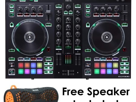 Roland PKG DJ-505 Two Channel, Four-Deck Serato DJ Controller with Free Orange EMB Rechargeable Speaker For Discount