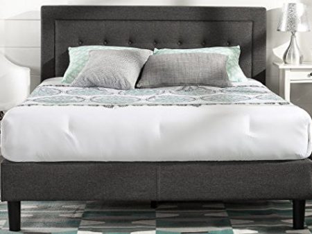 Zinus Upholstered Button Tufted Premium Platform Bed with less than 3 Inch spacing Wooden Slat Support, Queen Online Sale