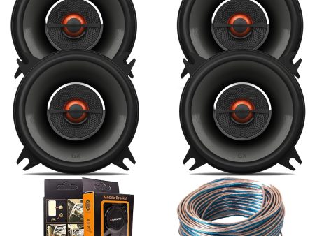 (4) J-B-L GX402 4  210W 2-Way GX Series Coaxial Car Loudspeakers with 18 Gauge 100 FT Speaker Wire and Free Mobile Holder Hot on Sale