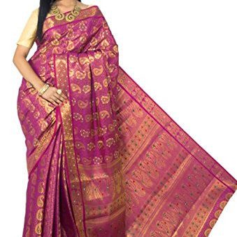 Alankrita Kanchipuram Art Silk Mango Meena Brocket Rich Pallu Saree With Stones(Rani) Hot on Sale