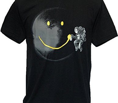 SODAtees Full Moon Graffiti Tag Smiley Graphic Design Men s T-SHIRT - Black - Small For Sale