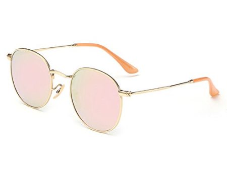 Joopin-Polarized Sunglasses Men Coating Lens Sun Glasses Women Vintage Round Sunglass Man (Pink) Supply