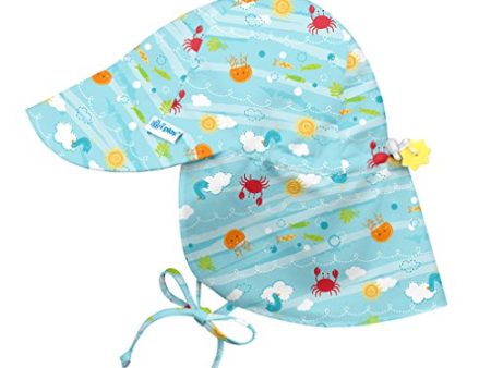 i play. Toddler Boys  Flap Sun Protection Hat, Aqua Sea Friends, 2T-4T For Sale