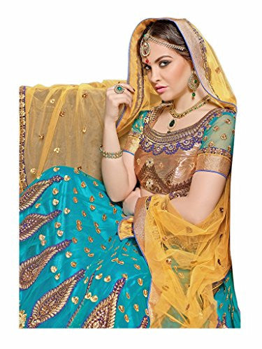 AASVAA Women s Stylist Blue Embroidered Lehenga Choli Fashion