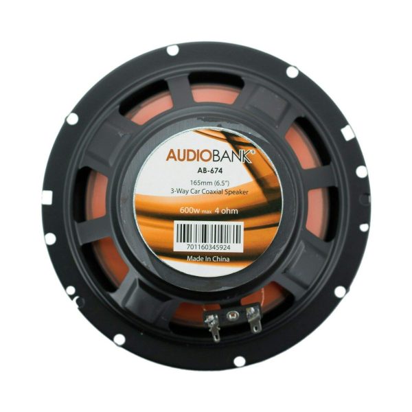 Pair of Audiobank 6.5  600 Watt 3-Way Orange Car Audio Stereo Coaxial Speaker - AB674 Online Hot Sale