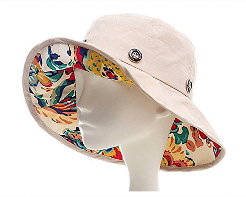 iHomey Packable Extra Large Brim Floppy Sun Hat Reversible UPF 50+ Beach Sun Bucket Hat Fashion