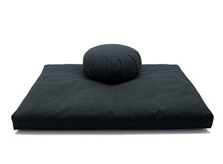 Deluxe Zafu & Zabuton 2 Piece Set - Yoga Meditation Cushions - Made in USA - Buckwheat or Kapok Fill (black, kapok fibers) For Discount