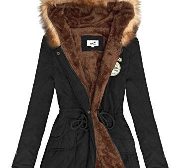 4How Parka Jacket Women s Warm Hooded Fur Trim Coat Casual Long Jackets Army Green US Size 6 Online now