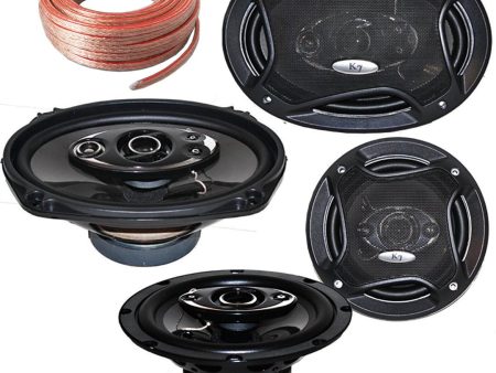 Package K7   4 Speakers - Pair of K65.4 6.5-INCHS 6-1 2  400W 4-Way + Pair of K69.5 6x9-INCHS 6 x9  700W 5-Way PRO CAR Speakers + 50FT Wire AT-SPW10GA 50RG Discount