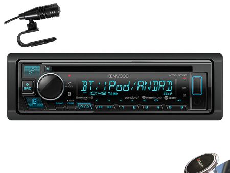 Kenwood KDC-BT33 Single DIN SiriusXM Ready Bluetooth in-Dash CD AM FM Car Stereo Receiver w Pandora, Spotify Control + Gravity Magnet Holder Sale