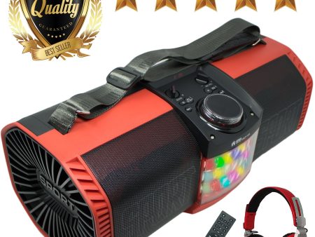 EMB Rechargeable Portable Boombox Street Disco Stereo Speaker 300 Watts - FM   MP3   Remote Light   Headphone - Work with Bluetooth Discount