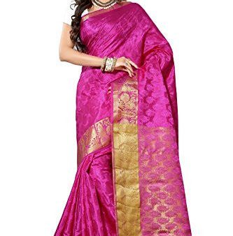 Alankrita Self Design Kanchipuram Art Silk Emboss Tissue Pallu Saree Rani Color Hot on Sale