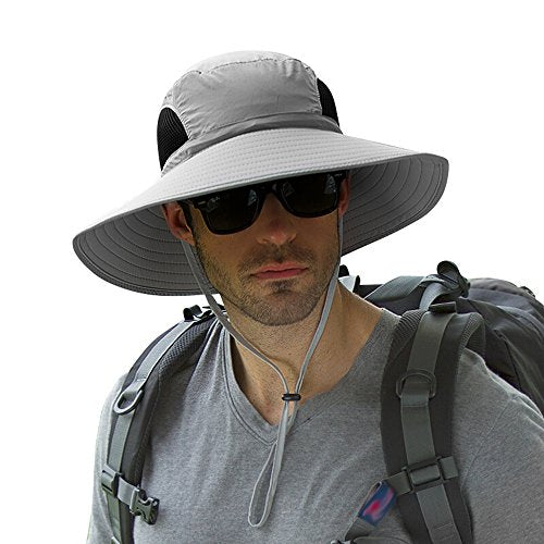 Hippih Waterproof Sun Hat Outdoor UV Protection Bucket Mesh boonie Hat Adjustable Fishing Cap (Grey) Sale