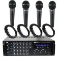 Package Bundle - EMB EBK37 Pro 700-watt Digital Karaoke Mixer Stereo Amplifier + 4 Peavey PV7 Dynamic Cardiod Microphones With Cables For Discount