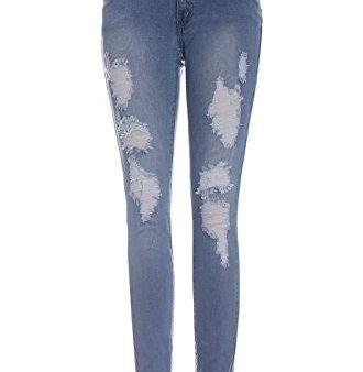 2LUV Women s Trendy Distressed 5 Pocket Denim Skinny Jeans Online Sale