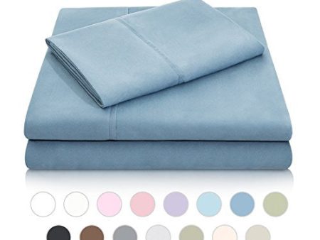 MALOUF Double Brushed Microfiber Super Soft Luxury Bed Sheet Set - Wrinkle Resistant - Cot Size - Pacific For Discount