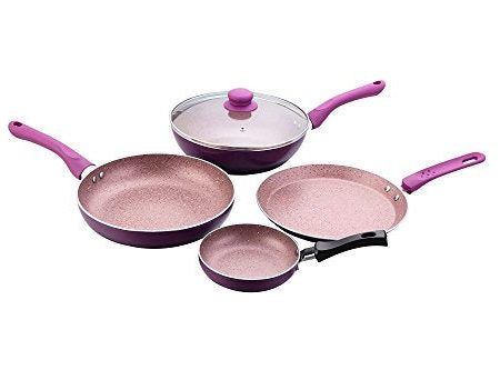 Wonderchef Royal Velvet Induction Base Aluminium Cookware Set, 4-Pieces, Purple Online