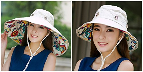 iHomey Packable Extra Large Brim Floppy Sun Hat Reversible UPF 50+ Beach Sun Bucket Hat Fashion