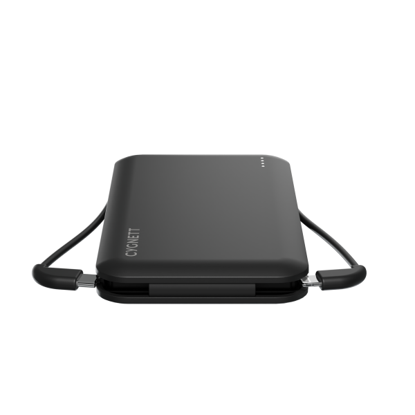 10,000 mAh Power Bank with Integrated Charging Cables - Black Online now